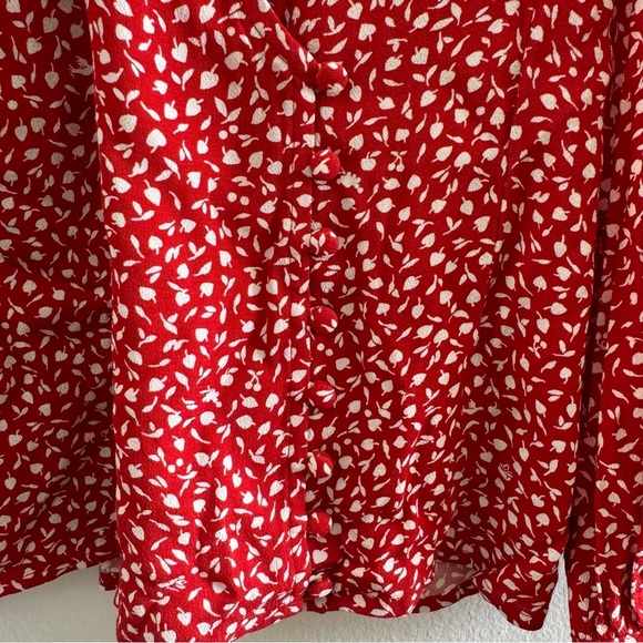 NWT Madewell Kinston Side Button Wrap Red Top Size Small - Picture 7 of 12